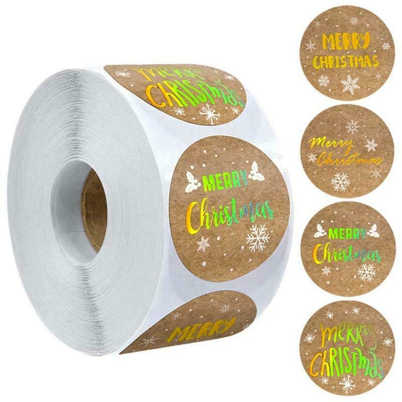 500pcs Round Merry Christmas Thank You Stickers Gift Package Seal Labels Decor