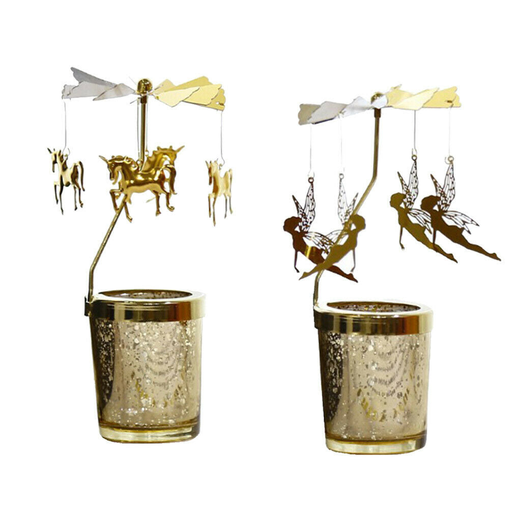 2 Pieces Rotating Metal Candle Holder Elf Candlestick DIY New Year Gifts