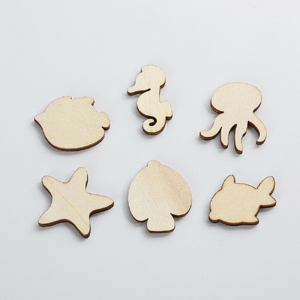 50X Cut Wood Shapes Wooden Slices MDF Cutouts Embellishment, Wood Craft Pieces