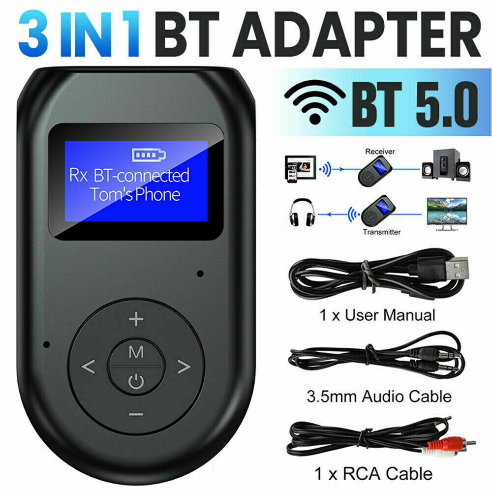 3In1 Bluetooth 5.0 Transmitter Receiver Wireless Audio 3.5mm Adapter For TV/PC