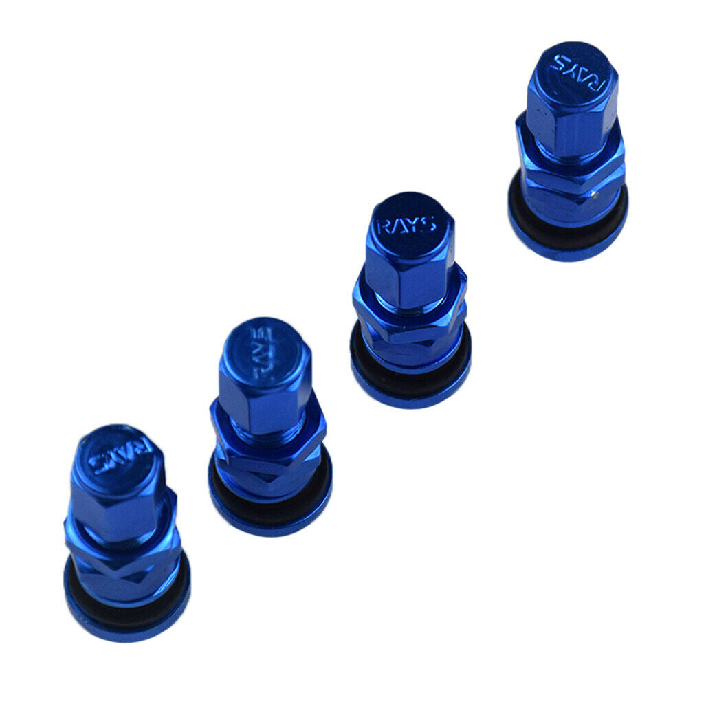 4x Blue Aluminum Auto Car Tubeless Wheel Tire Valve Stems Adapter