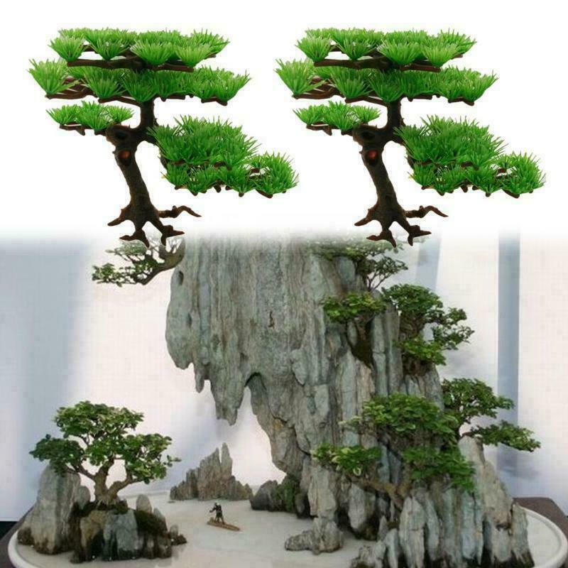 Bonsai Simulation Artificial Plant Tree Pine Home Fish Tank Decor Potted UK