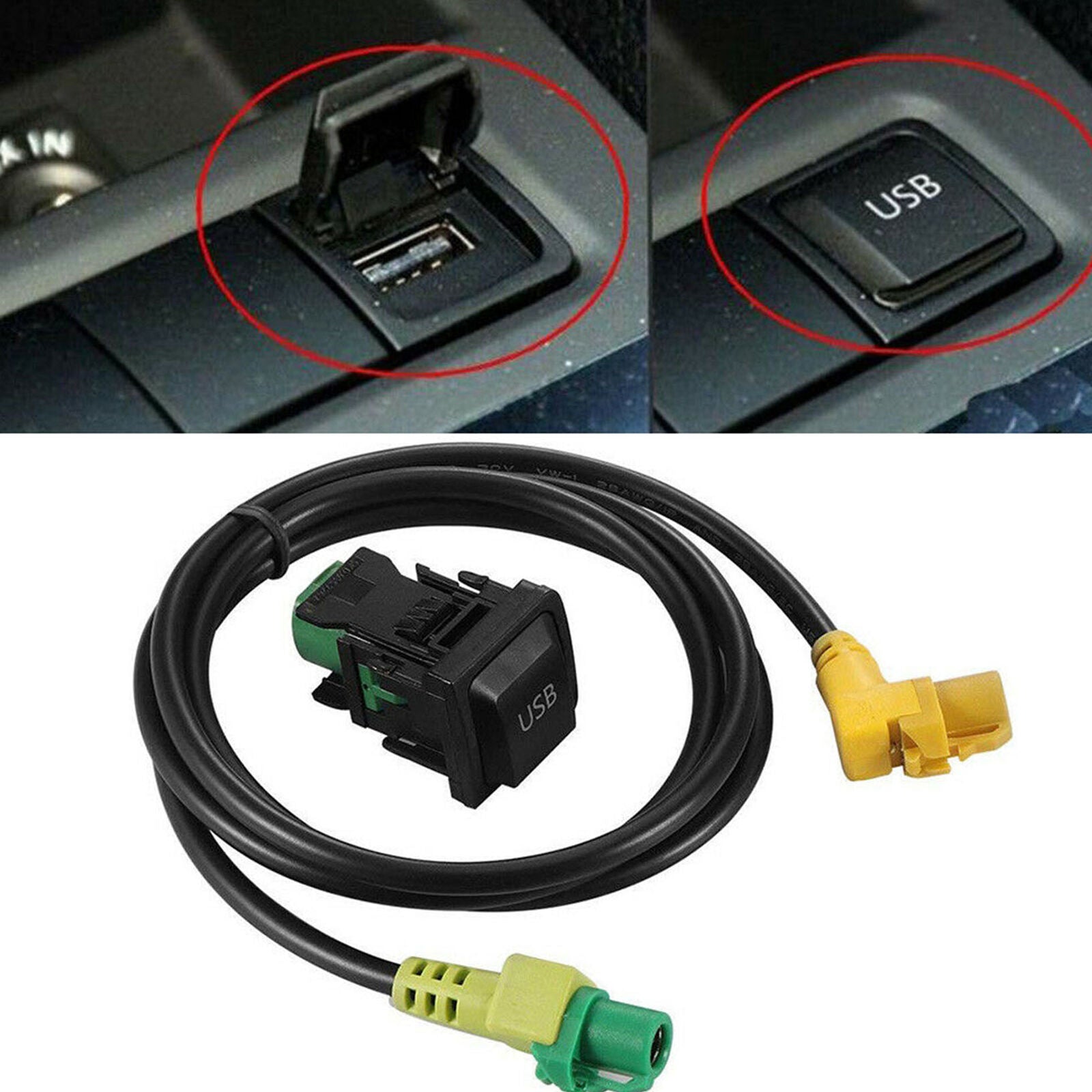 USB Car Switch Socket with Cable for RCD510 RCD310 VW Golf/GTI/R MK5 MK6 Jetta