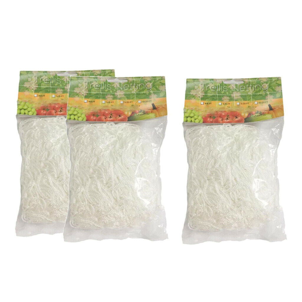 3pcs Nylon Whiite Garden Trellis Netting String Netting Plant Support Net