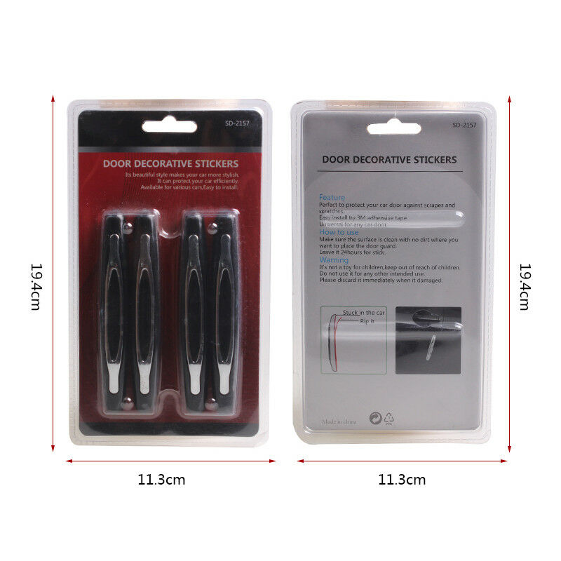 4X Auto Body Door Side Black Anti-Collision Protector Strip Decorative Bar Handy