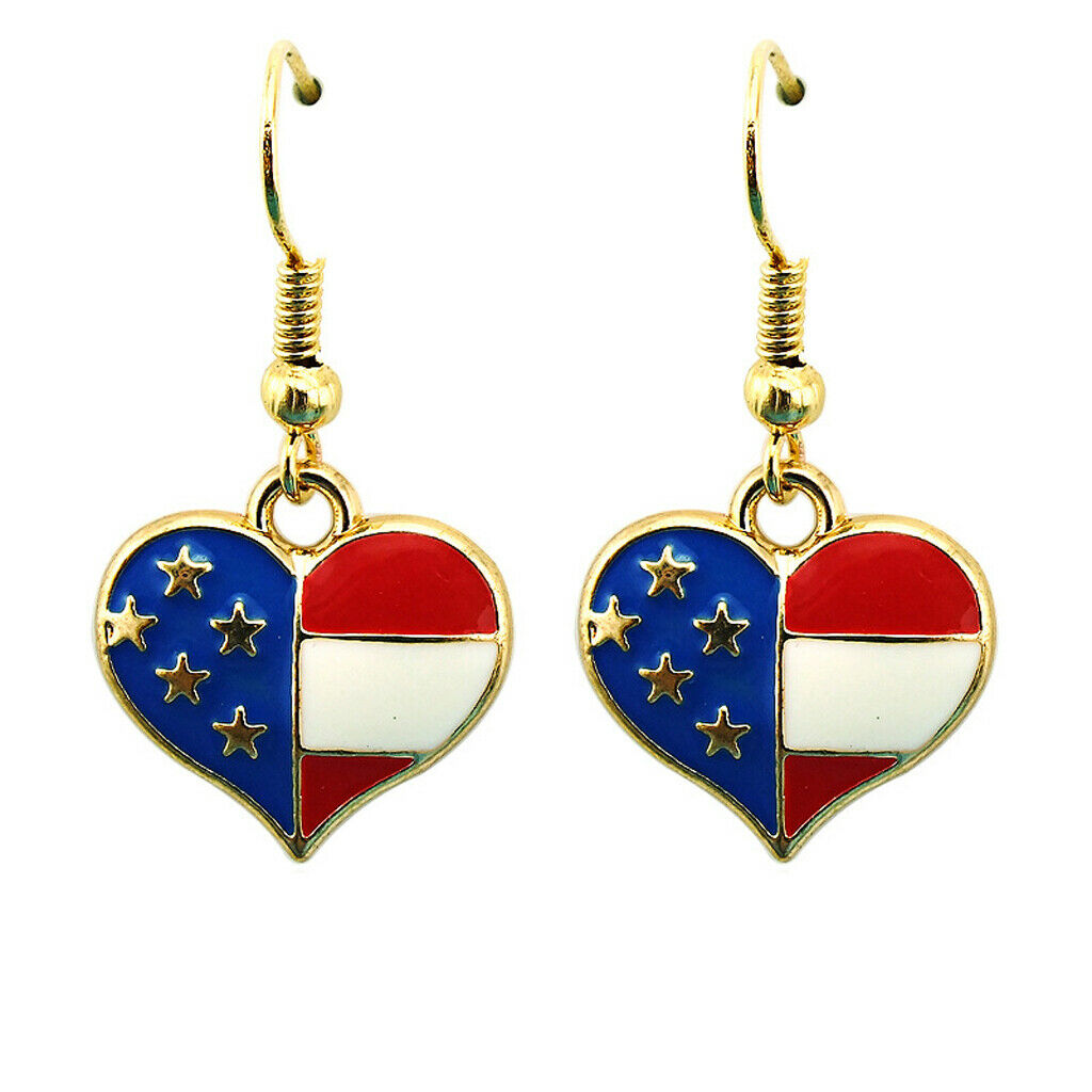 5 Pieces Independence Day American Patriotic Necklace Earrings Cuff Links