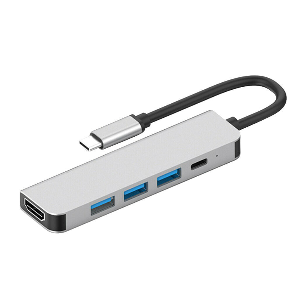 5 IN 1 Type-C USB 3.0 Hub Adapter HDMI 4K Converter 87W PD Charge for Laptop