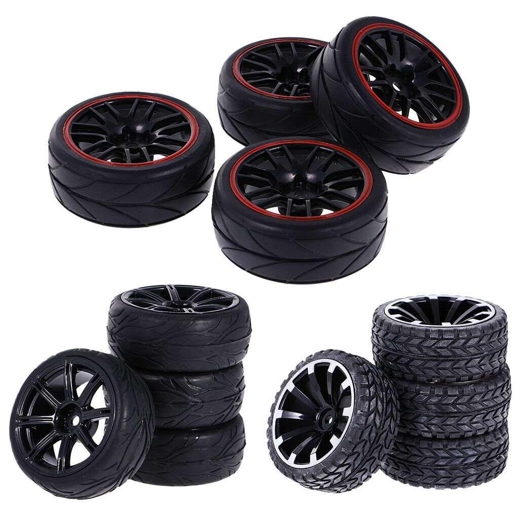 4 Pieces Rubber On Road Tyre Drift Tires for 1/10 RC Car Parts 9068-6081