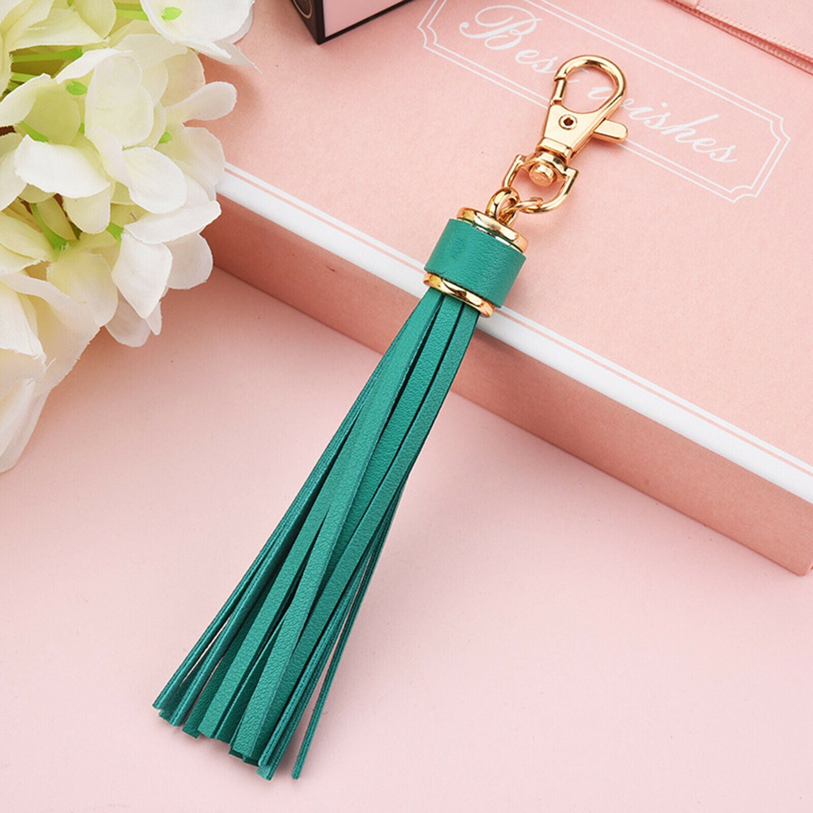 Bag Pendant Key Chain with Tassel Cute PU Leather Handbag for Handbag