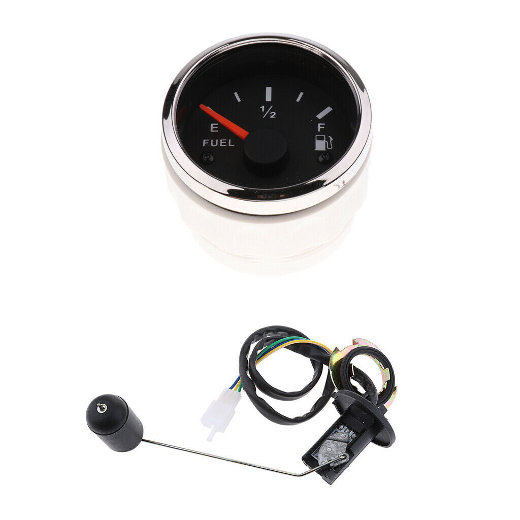 2'' 52mm Car Fuel Level Gauge Meter w/ Fuel Sensor E-1/2-F Pointer Indicator