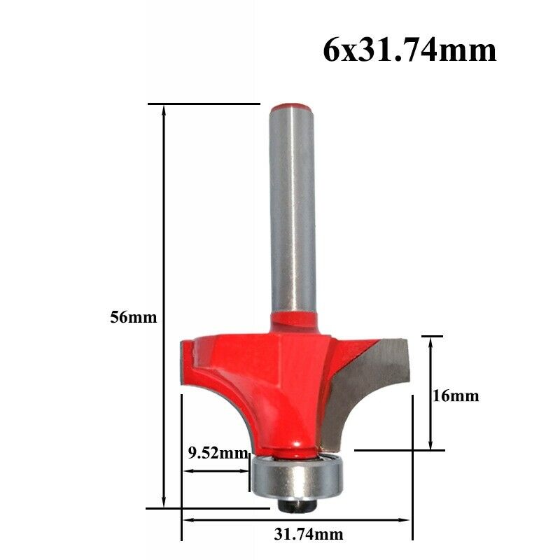 5Pcs 6mm Shank Corner Round Over Router Bit with Bea Cleaning Flush Milling CuW3