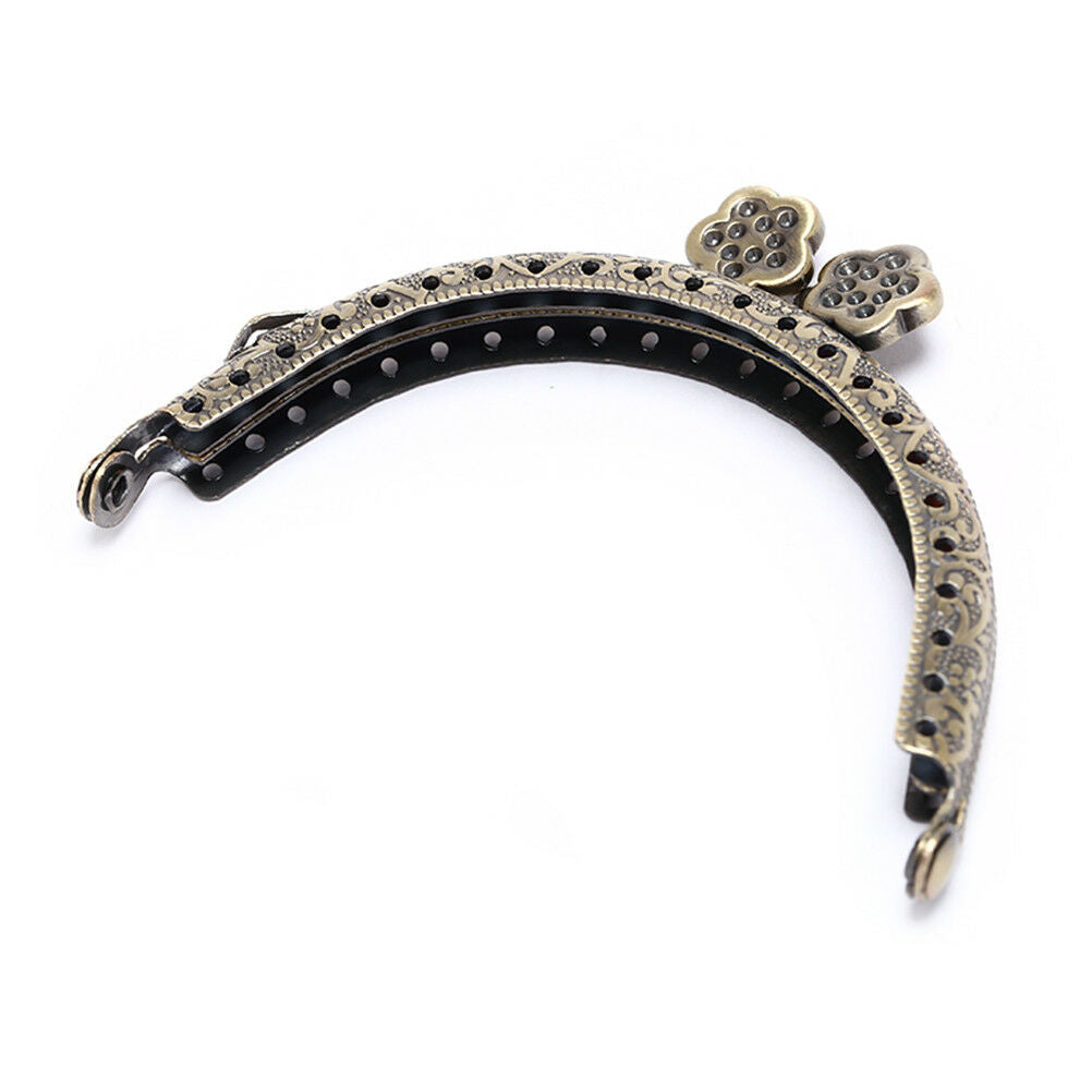 1X 8.5cm Retro Flower  Handbag Handle Metal Frame Kiss Clasp Lock Purs.l8
