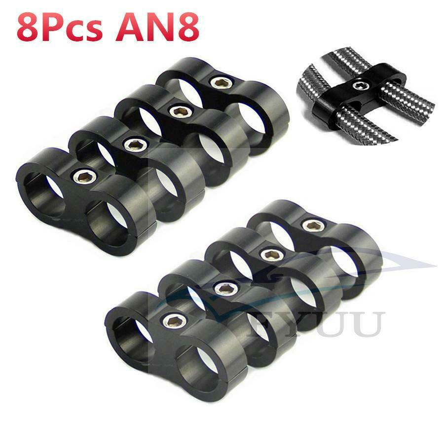 8Pcs CNC AN8 Braided Fuel Oil Hose Line Separator Clamp Fuel Oil Lines