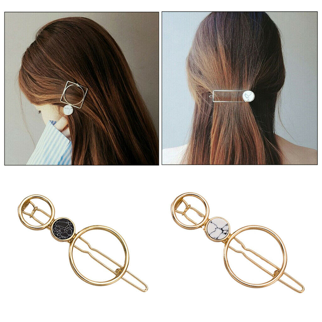 2 Pcs Women's Girls Geometric Hair Clip Hairpin Grips Hair Accessories