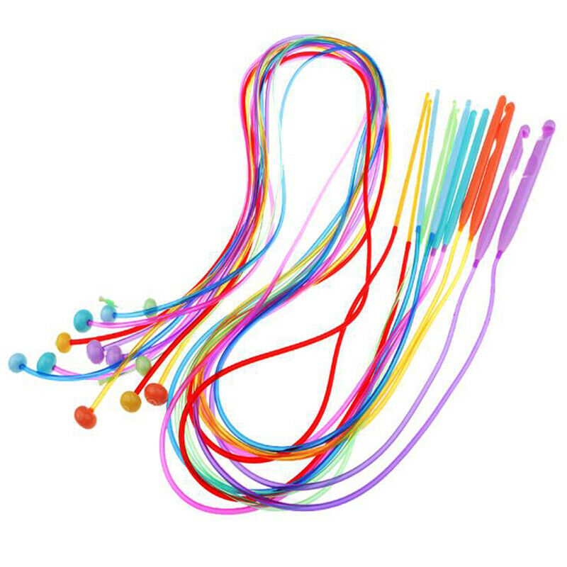 12pcs Plastic Flexible Afghan Tunisian Crochet Hooks Weave Needles 3.5 N JfJCDD