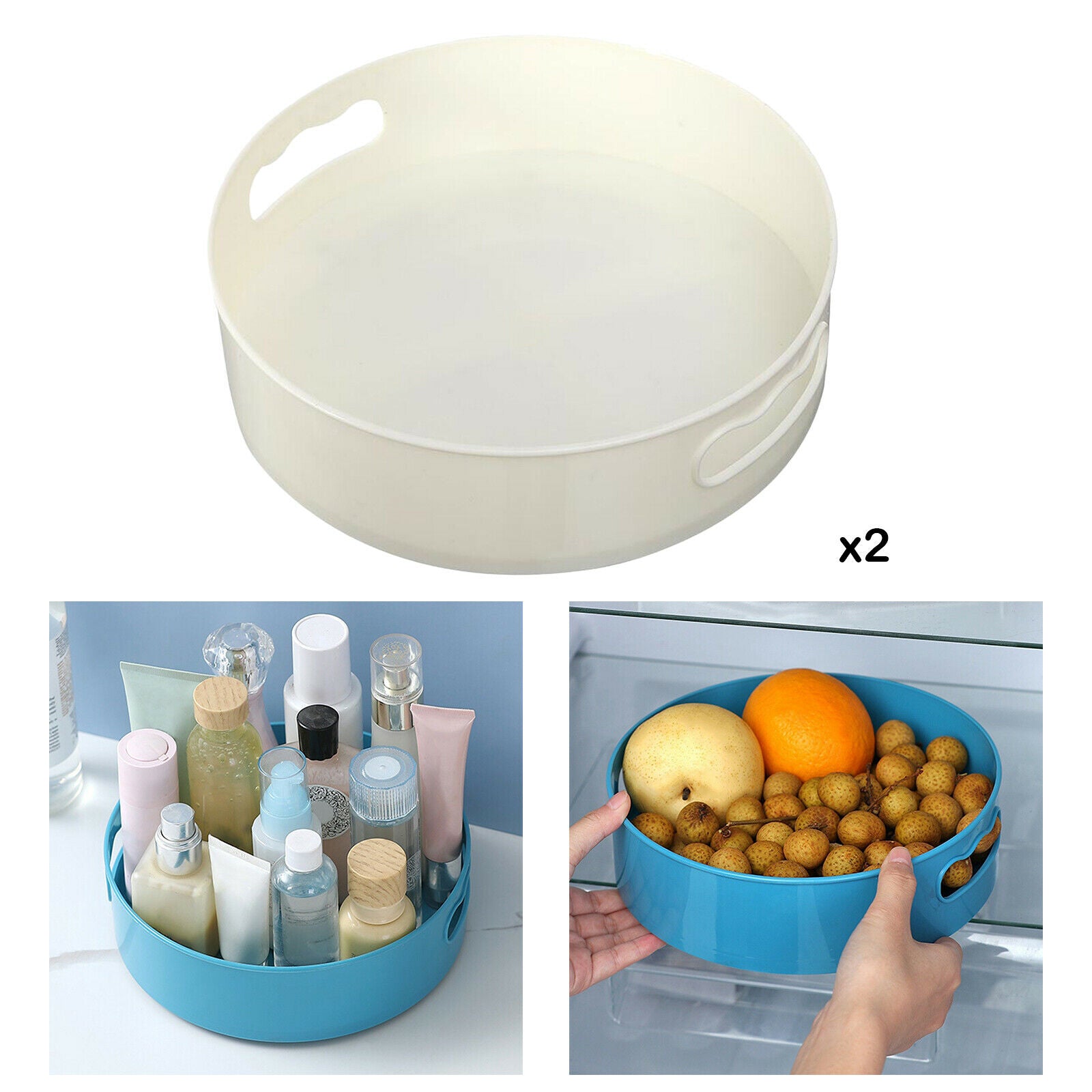 Rotating Condiment Jar Storage Tray Table Top Bathroom Cosmetic Holder Rack