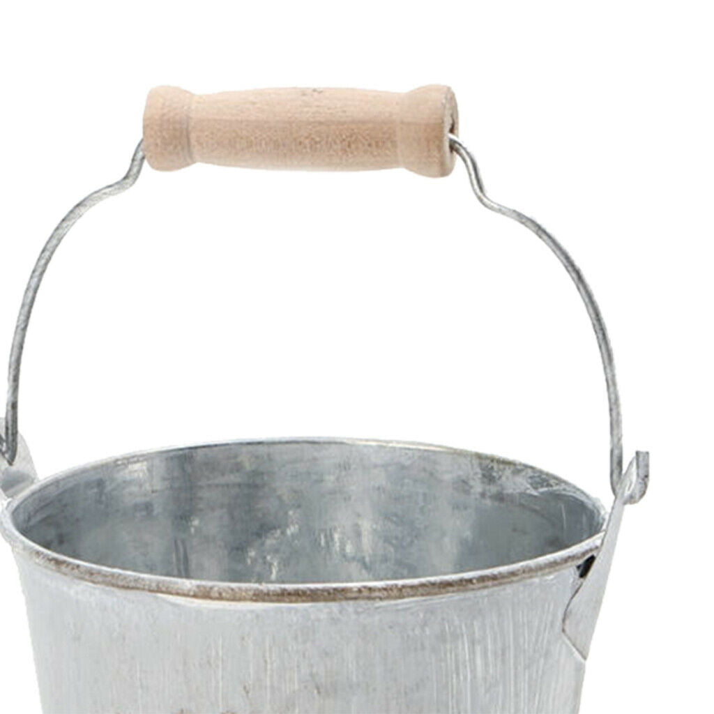 2Pieces Shabby Galvanised Metal Iron Flower Plants Bucket Flower Vase Pot