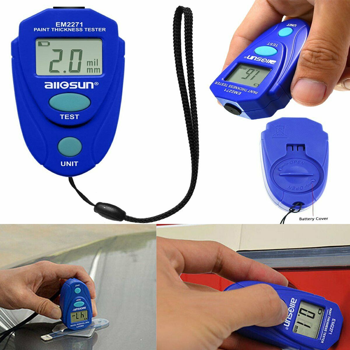 Car Digital LCD Coating Painting Measuring Paint Thickness Gauge Meter Tester