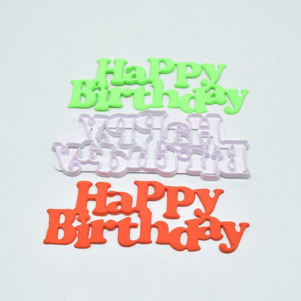 Happy Birthday Cake Mold DIY Sugarcraft Fondant Cutter Mould Baking Tool @
