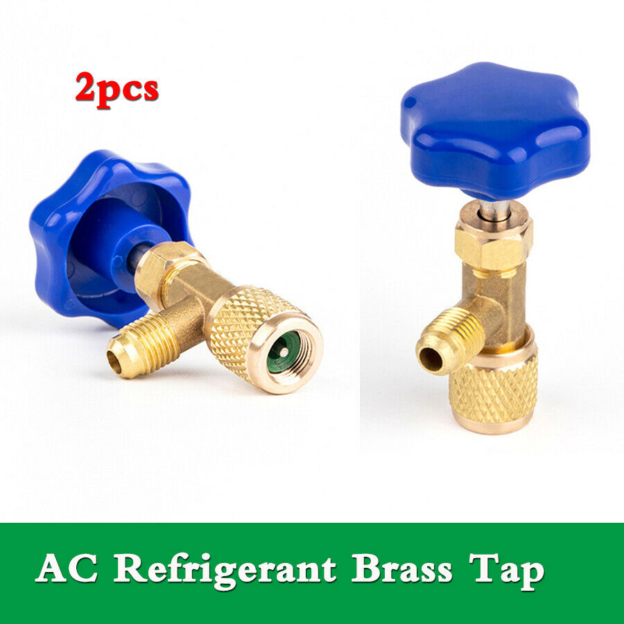 2pcs Car AC Refrigerant Brass Tap Valve Adapter Refrigerant Opener 1/2" Thread