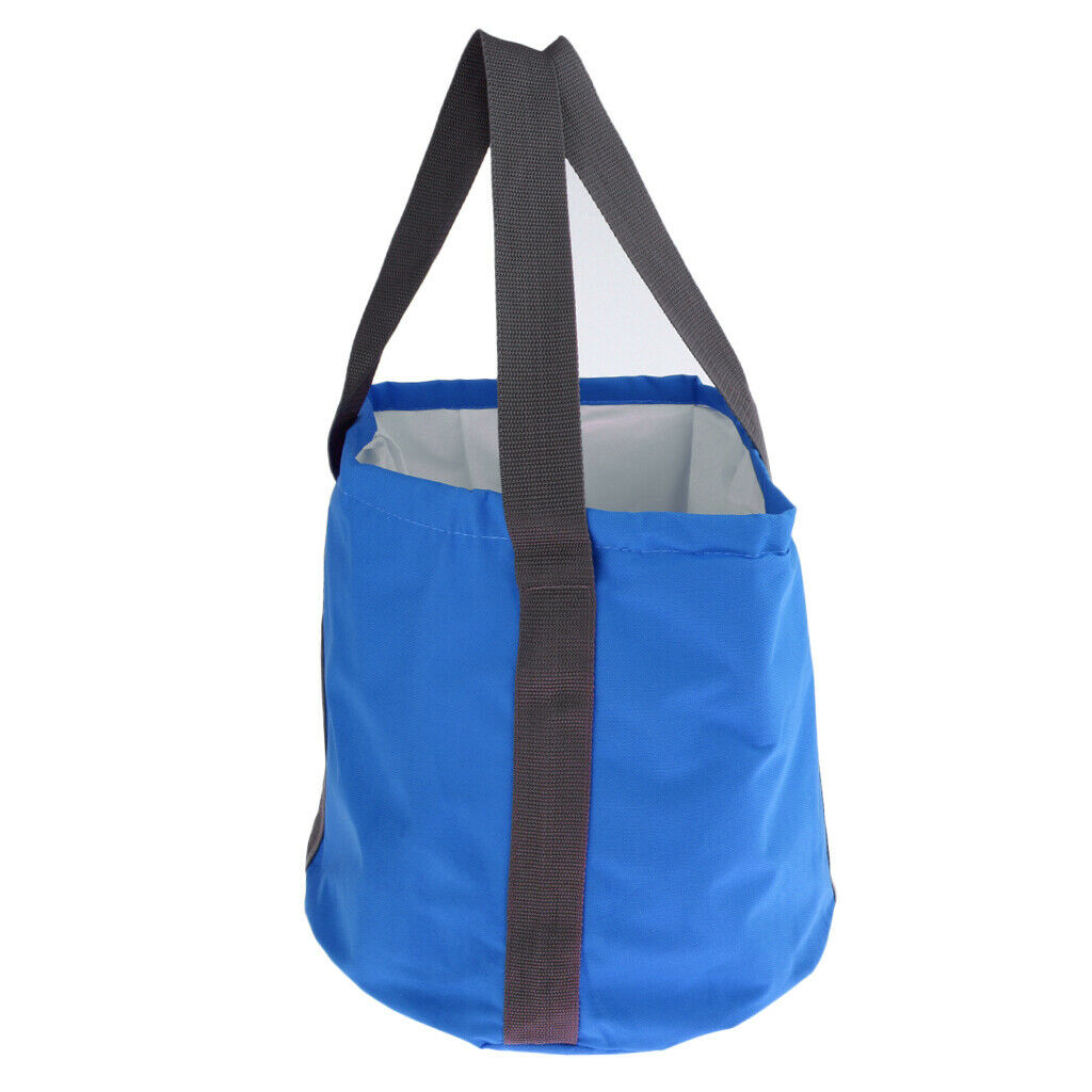 Portable Folding Washbasin Bucket Foldable Camping Water Pot Royal blue