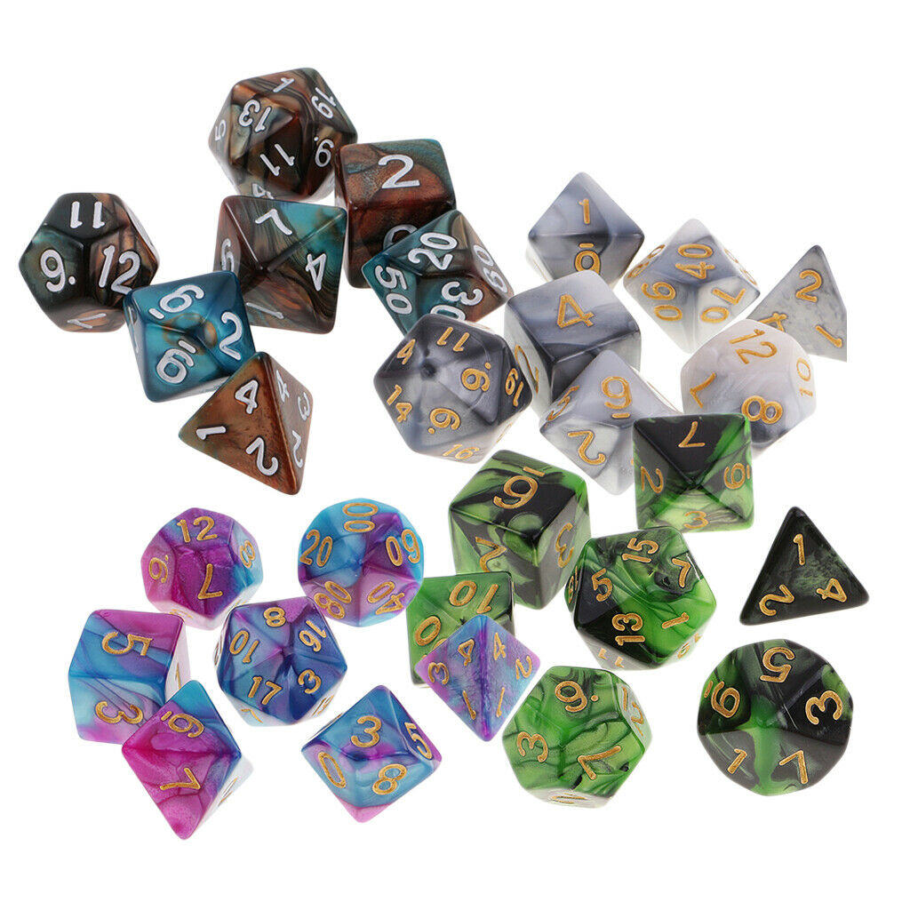28 Polyhedral Finger Pieces for  RPG Game