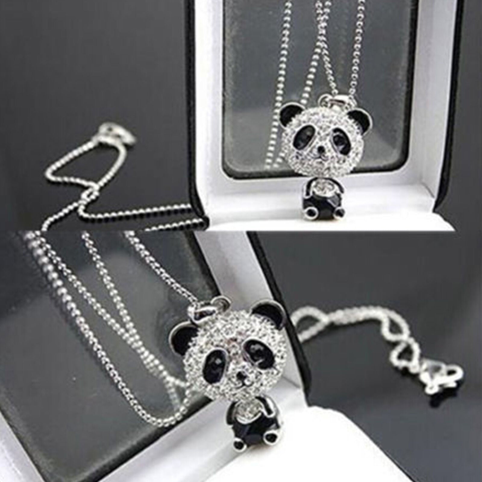 New Women Delicat Fashion Necklace Rhinestone Panda Pendant Chain Jewelry Gift