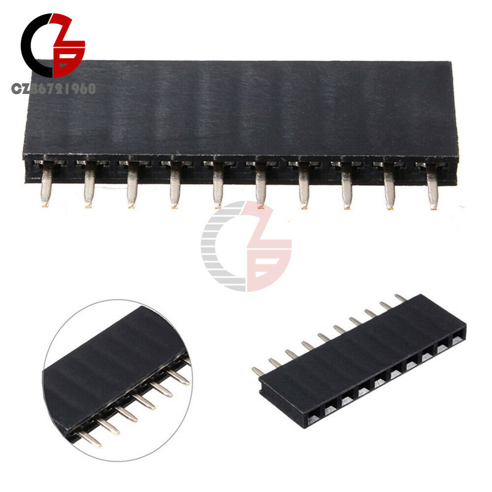 100PCS 1x10 Single Row Straight 10 Pins PCB Socket Female Header 2.54MM