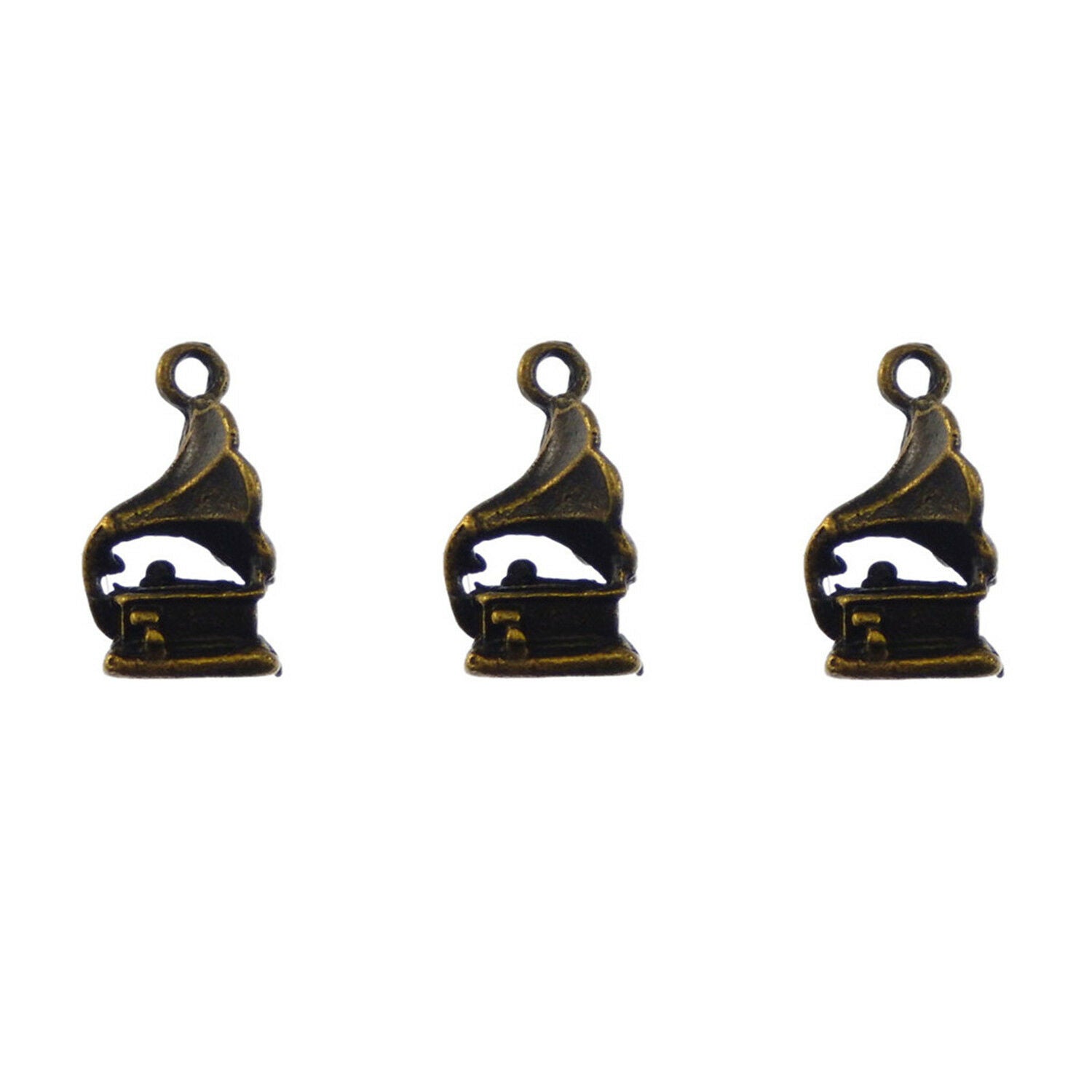 35 pcs Antiqued Bronze Alloy Phonograph Charm 15x8x7 mm Pendant Findings DIY