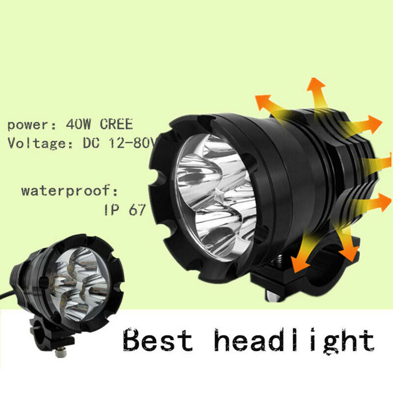 Universal 4 LED Headlight LED Motorcycle Motorbike Scooter Spotlight WaterprooQ2