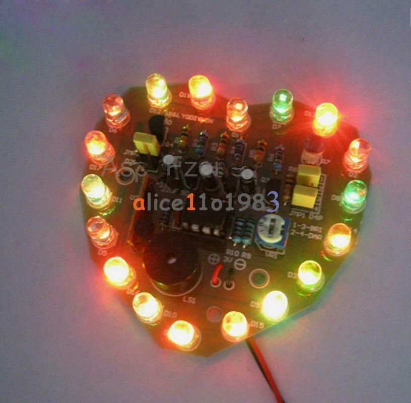 LED Heart Cycle Lamp Suite LED Flashlight DIY Kit Electronic Production kit