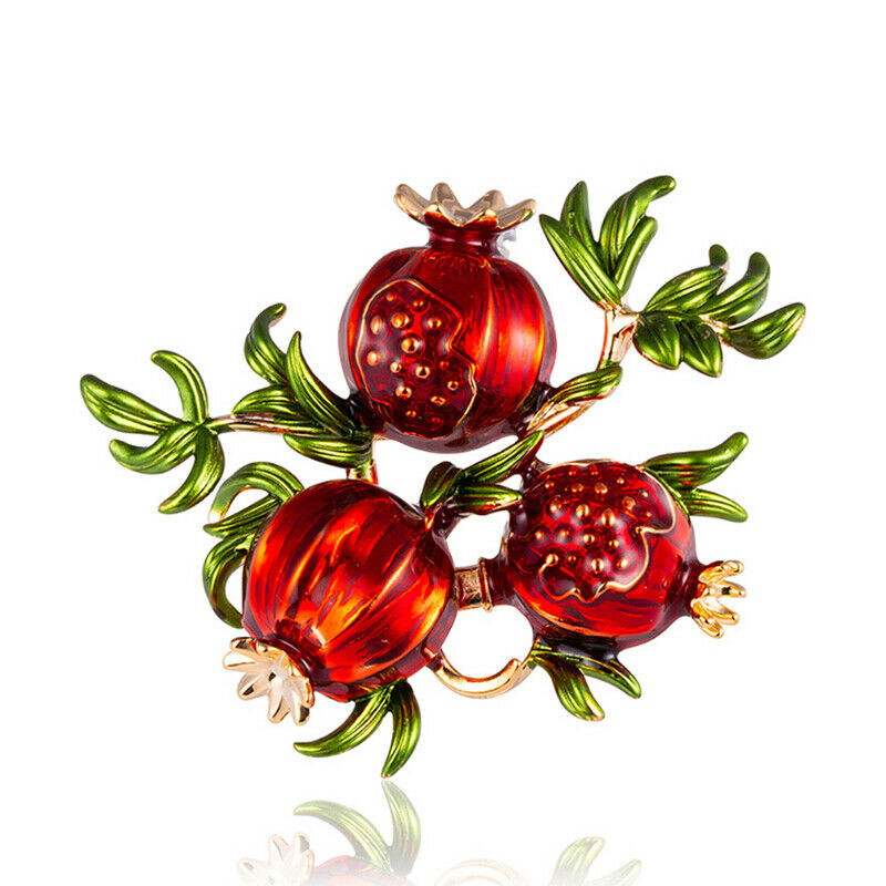 Trendy Enamel Pomegranate Fruit Brooch Lapel Pin Clothing Scarf BadgesJewel N_DD