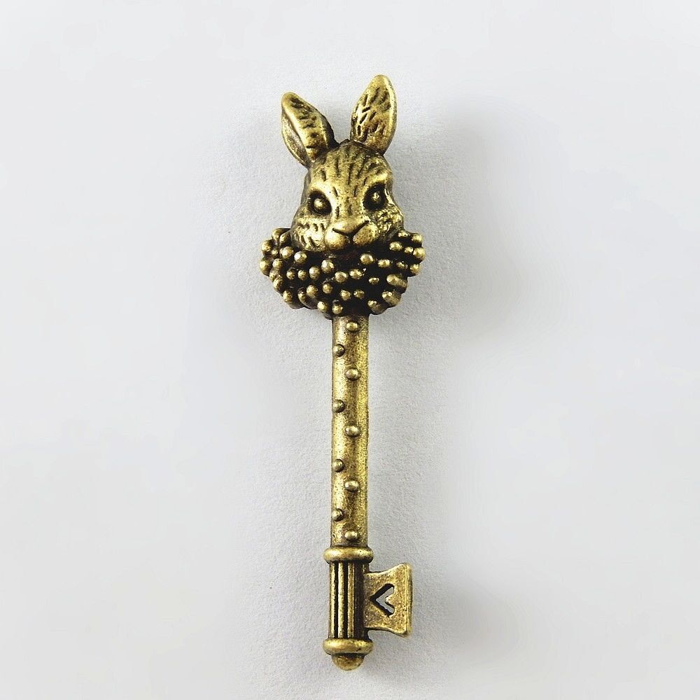 10X Antiqued Bronze Alloy Rabbit Looked Key Charms Pendant Jewelry Accessory