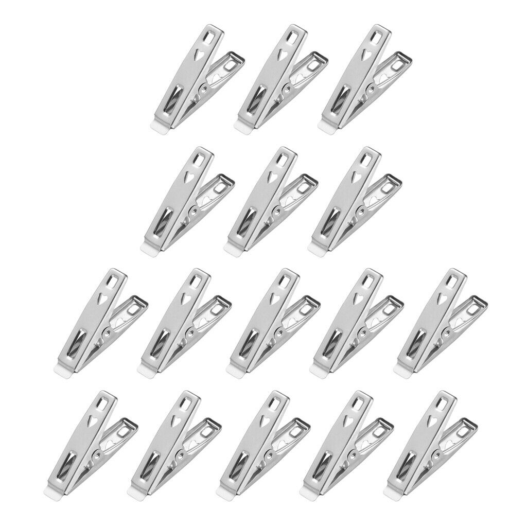 16Pcs Stainless Steel Clothespin Paper Clips Metal Laundry Pegs Photo clips