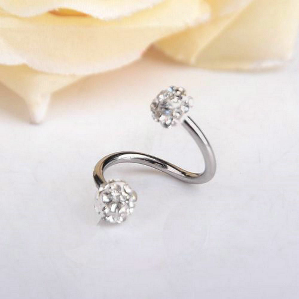 1PC Crystal Stainless Steel Twist Ear Helix Cartilage Earring Stud Piercing New