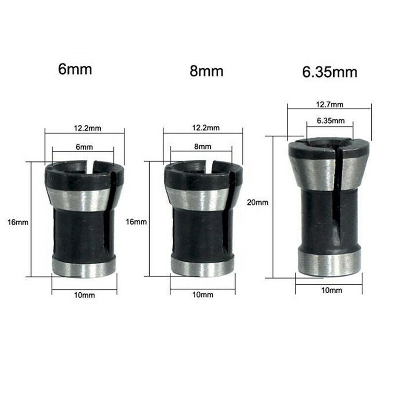 3pc/lot High Precision Adapter collet shank router tool Adapter 6mm/6.35m.l8
