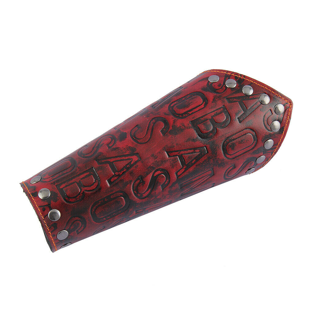 Archery Leather Arm Guard Cuff Artificial Cowhide Bracer with Rivets Red