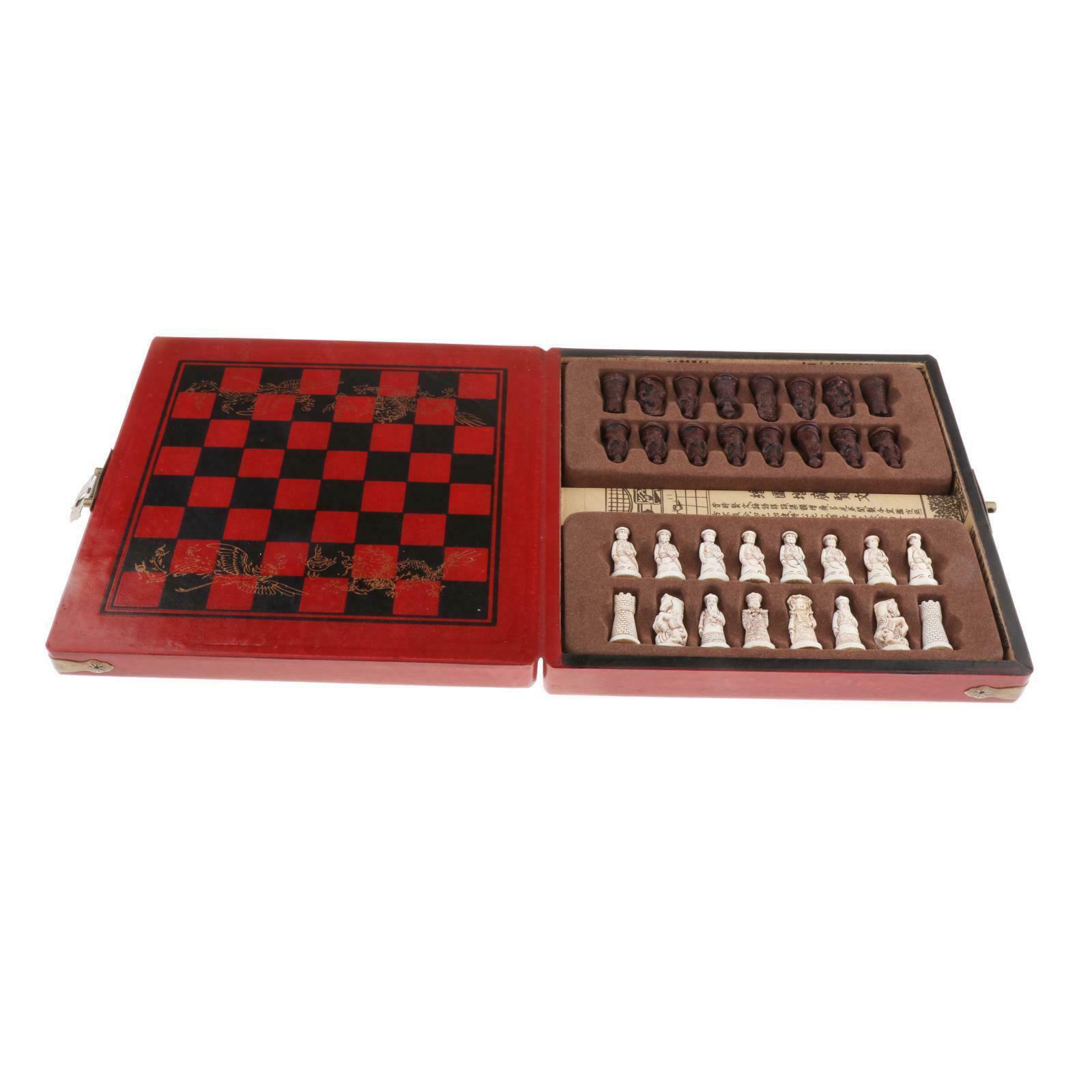Wooden Folding Chess Set Foldable Chess Board Wood Playing Pieces Game Portable
