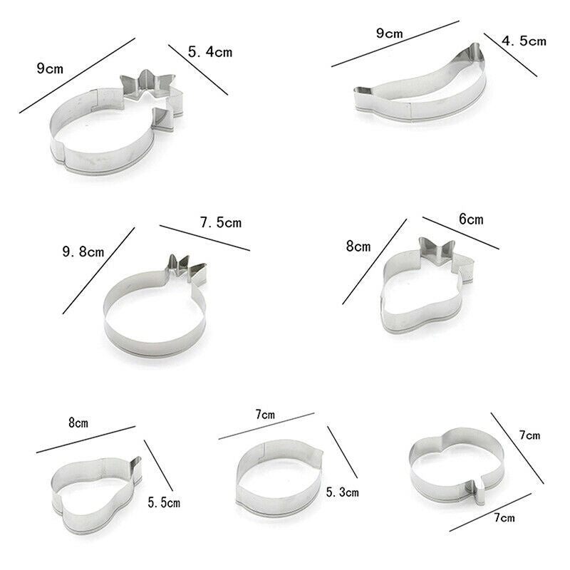 7Pcs/Set Stainless Steel Fruit Shaped Cookie Baking Mould DIY making Cake.l8