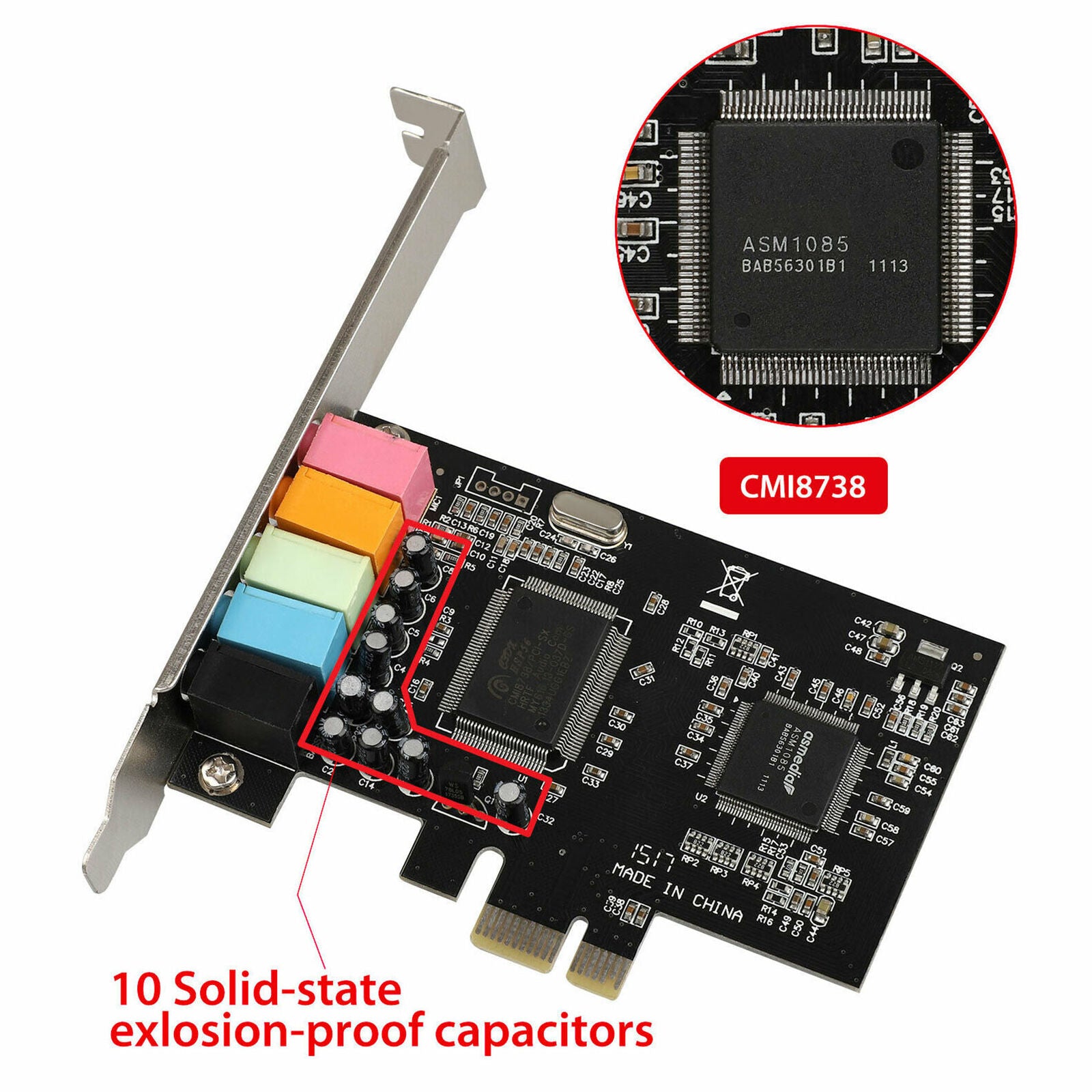 Pci Express 5.1-Channel Sound Card Cmi8738 Audio Sound Card W/ Low Pr K4W3