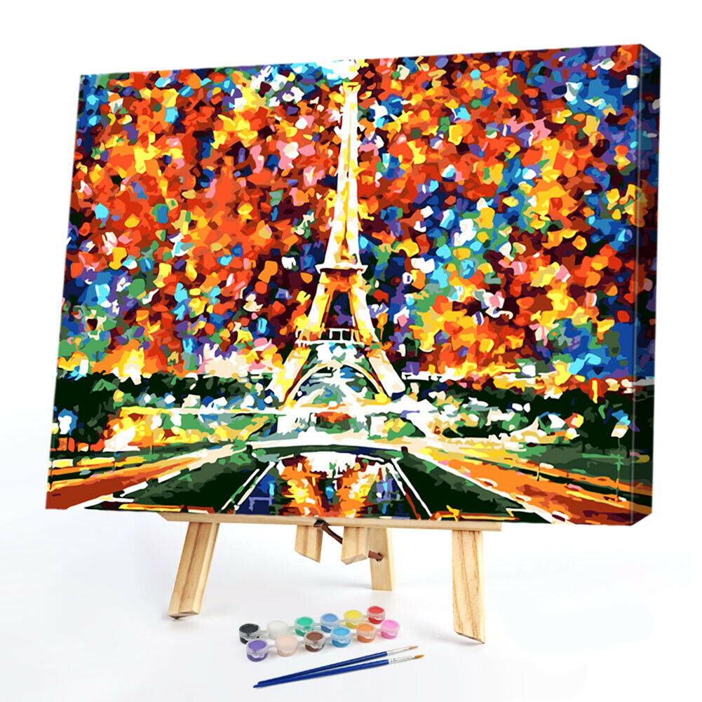 Paint By Numbers Dazzling Eiffel DIY Digital Oil Painting Canvas Picture  @