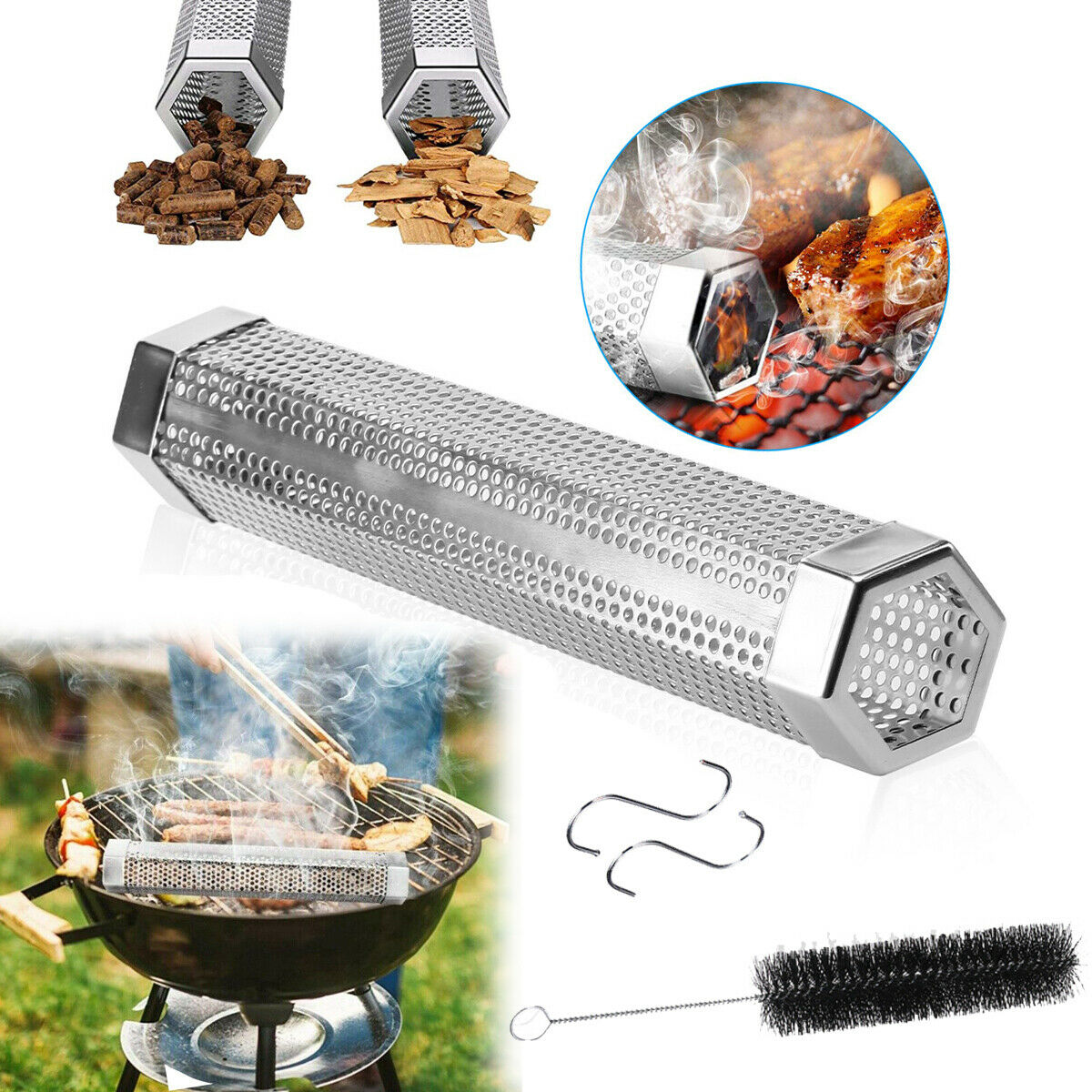 12" Stainless Steel Outdoor Wood Pellet Grilling Smoker Tubes Pipe BBQ Smoke Box