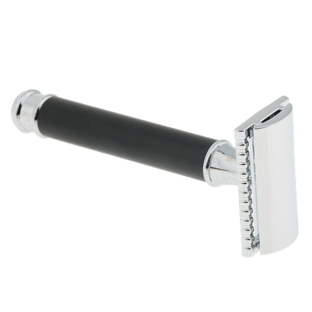 Men Long Handle Double Edge Safety Shaving Razor Beard Grooming Tool Black