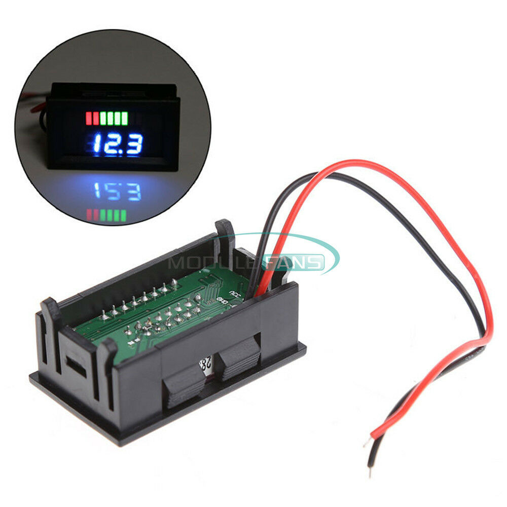 For 12V Lead-acid Battery Charge Level Blue Indicator Voltmeter Stable