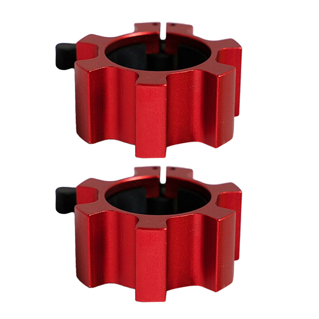 2PC 2'' Barbell Collars Standard 50mm Gym Dumbbell  Lock Rod Clip Red