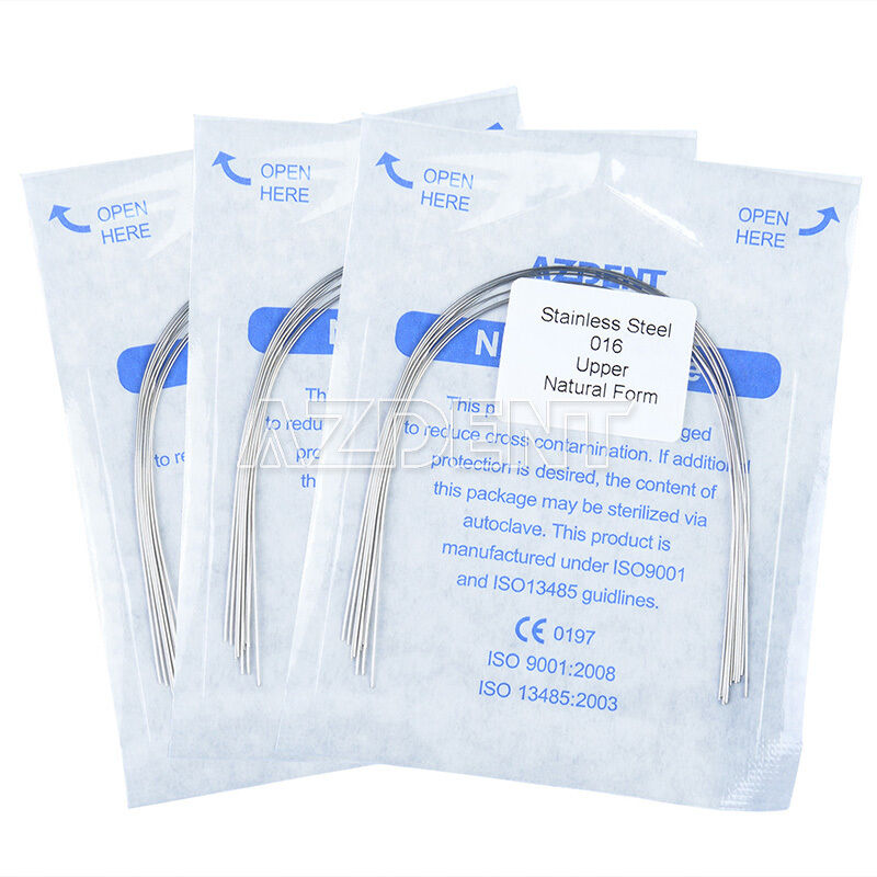 100X AZDental Orthodontic Stainless Steel Round Arch Wire 016 Upper Nature Form