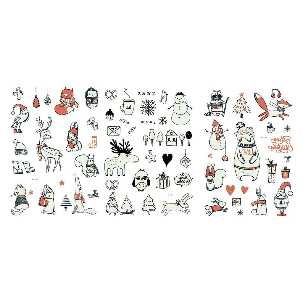 Pieces Stickers Christmas Snowman Santa Elk Letters Water Transfer Decals 03