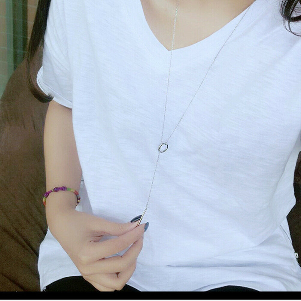 Circle Strip Long Chain Necklace collares kolye bijoux femme Choker Necklace Rf
