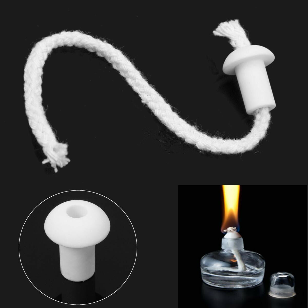 7 Ceramic Holders for Tiki torch Wine bottle oil lamp COTTON Kerosene Wick WF