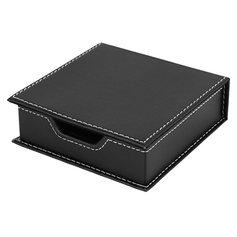 Leather Memo Box Office School Supplies Desk Accessories Organizer Card HolderH8